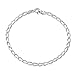 Amberta 925 Sterling Silver 3.1 mm Diamond Cut Oval Cable Charm Bracelet Size Chain Necklace 7.5