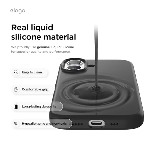 elago iPhone 17 (6.3") Magnetic Liquid Silicone Case - MagSafe Compatible, Shockproof, Slim, Soft-Touch Finish (Black)