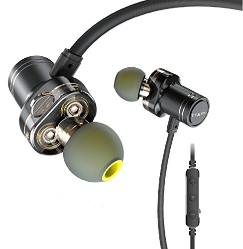 UPDATED 1st OCT '18 | Wireless Dual Driver in-Ear Earphones/Earbuds | Magnetic Stowaway | CSR Bluetooth - Super High Fidelity Sound | IPX 6 Sweatproof | 6 Hrs | Ergonomic Fit | Microphone | HARP Ultra