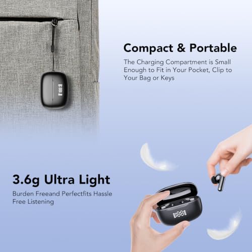 Bluetooth Headphones, Wireless Bluetooth 5.3, In-Ear Headphones with 4Mic ENC Call, Noise Cancelling LED Display, HiFi Stereo Bass, 50 Hours Playtime, IPX7 Waterproof, Earphones for iOS Android