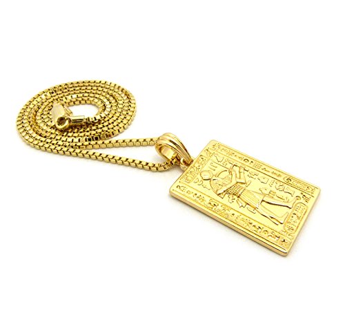 Egyptian Ancient Hieroglyphic Alphabet Thoth Pendant 24" Various Chain Necklace in Gold Tone - Image 6