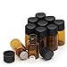Coolrunner 2 ml (5/8 dram) Amber Glass Essential Oil Bottle with Orifice Reducer and cap- 10 pack