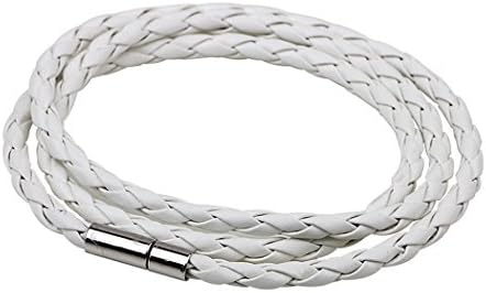 Dog Brother Stainless Steel Buckle Braided Bangle Leather Bracelet White Rope Bracelet for Men or Women