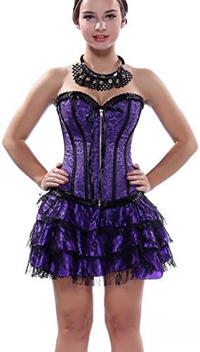 Wedding Jacquard Halloween Costumes Burlesque Corset Top &amp; Layered Lace Tutu Skirt Set