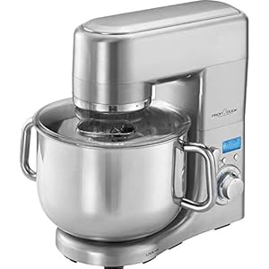 Procesador de alimentos ProfiCook® con cuenco de acero inoxidable XXXL | batidora de 10 litros | amasadora con gancho y batidor | protector contra salpicaduras para amasadora de masa con abertura de llenado | PC-KM 1096, acero inoxidable 10 litros