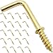 Shells 20PCS Gold Color Copper Plated Metal Right-Angle Hooks 7 Shape Screw Hooks Self-Tapping Screws Hooks L Shape Hooks 2.16 Inches 1+1/2#