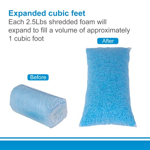 Molblly Bean Bag Filler Foam 5lbs Blue Premium Shredded Memory Foam