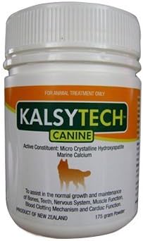 Kalsytech Canine Premium Dog Proven Calcium Supplement 175 Gram Tub Natural Organic to strengthen and develop Bone and improve Bone Density
