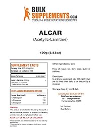Suplemento Acetil L-Carnitina pura BulkSupplements (Alcar) en polvo, No Model, 1