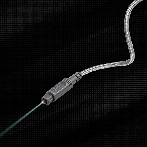Optical Audio Cable Digital Toslink Cable 6.6ft - [ Ultra-Durable Nylon Braided Jacket ] Slim Flexible and Durable Fiber Optic Cord for Home Theater, Sound bar, TV, PS4, Xbox and More