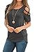 Adreamly Women's Casual Summer Short Sleeve Loose Strappy Cold Shoulder Tops Basic T Shirts Blouses Deep Gray Large