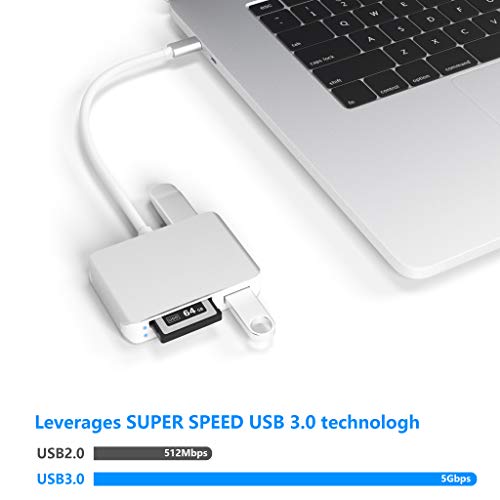 XQD Card Reader USB C,XQD/SD/TF Card Reader Type C,Dual USB3.0 Card Adapter Read 3 Cards for SD(HC/XC),TF, Sony G Series, Lexar USB Mark Card, Compatible for Type-C Smartphone, Support Windows/Mac OS