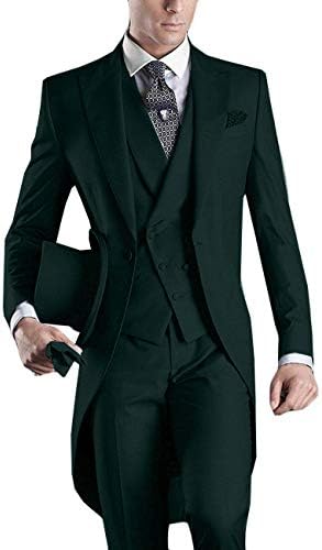 YBang Men's Classice 3 Pieces Tux Suit One Button Regular Fit Long Tail Tuxedos