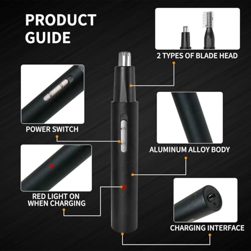 2025 Rechargeable Nose & Ear Hair Trimmer, 3 in 1 Multipurpose Rechargeable USB Trimmer for Men & Women,Facial & Eyebrow Hair Removal Tool, Powerful Motor, Painless, Easy to Clean, IPX7 Waterproof
