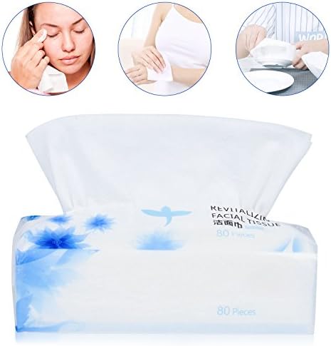 80Pcs Cotton Face Tissues Soft Cotton Towel, Absorbent Cotton Pad Large (200mm x 185 mm) for Face Eye Makeup Remover and Nail Polish，Wet/Dry Use Cleaning Face Wipes