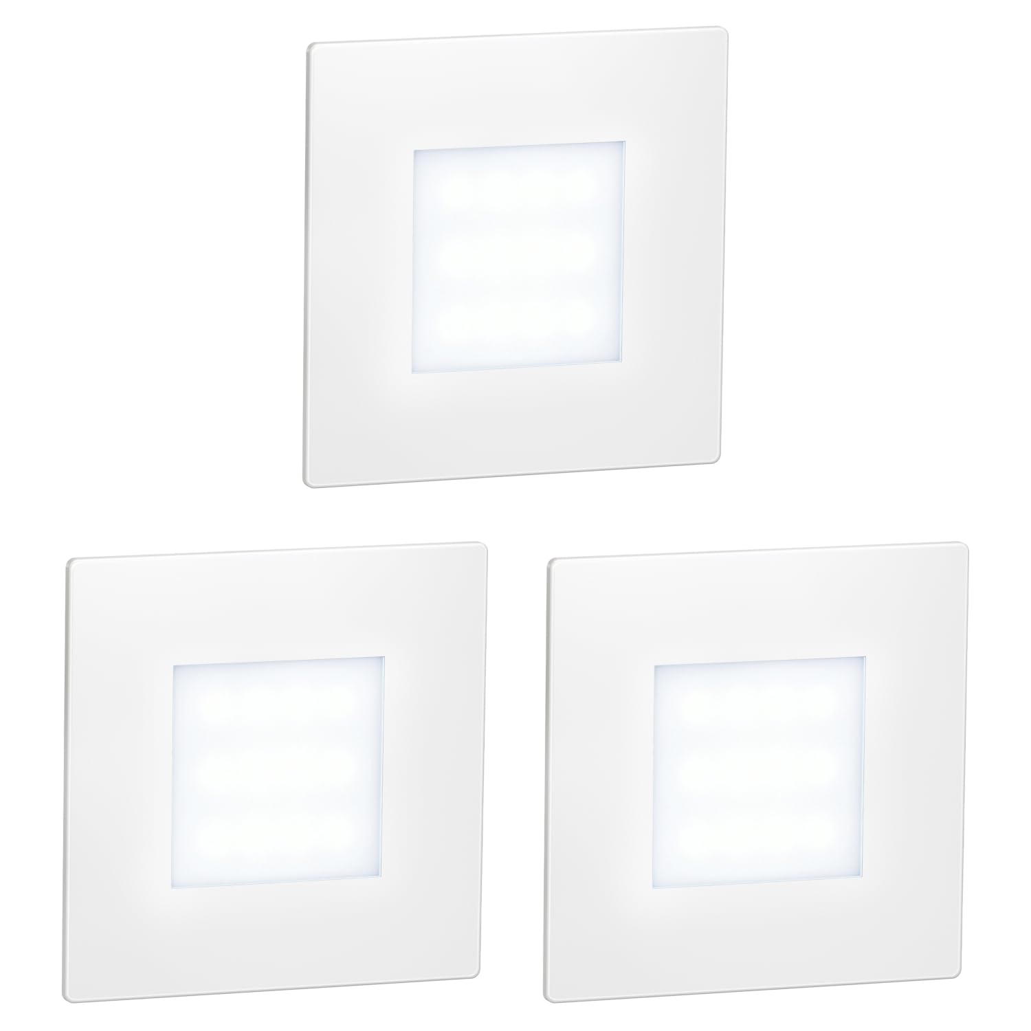 ledscom.de 3 LED Staircase Light/recessed wall Light FEX for Indoors and Outdoors, Angular, 85 x 85mm, Cool White