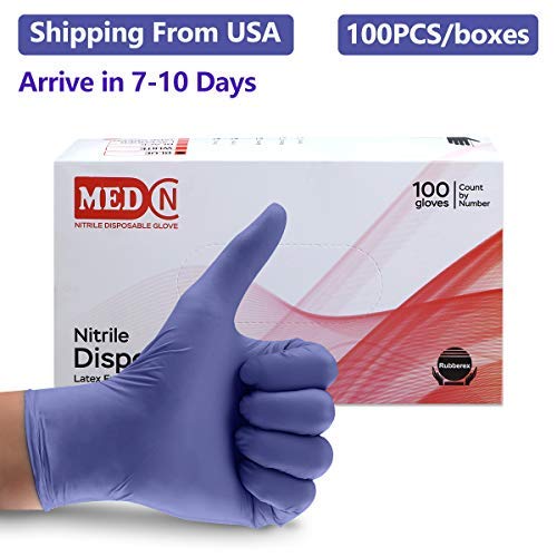 Nitrile Gloves, Hizek Purple Exam Gloves, Box of 100 Disposable Gloves