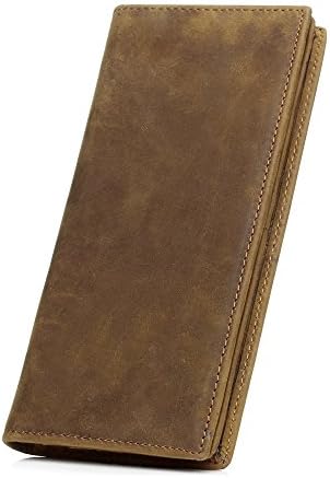 Nesitu Men's Vintage Italian Genuine Leather Long Bifold Wallet Durable