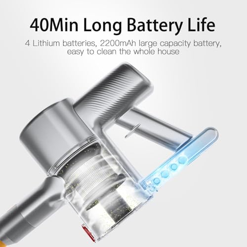 Airbot Cordless Vacuum Cleaner with Laser Dust Detection 25000Pa Suction 1L Dust Capacity Five-Layer HEPA Filtration Carpet and Hard Floor Portable Handheld Wireless Vacuum Cleaner 40min
