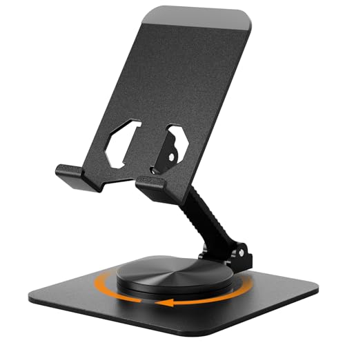 Euqvunn Base Stabile Porta Cellulare Da Tavolo Regolabile in Altezza Supporto Telefono, Rotazione Libera a 360° Supporto Telefono Scrivania, Universale Supporto Cellulare Da Tavolo
