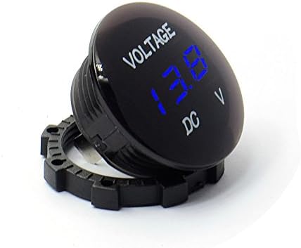 Digital Voltmeter,VSTM 12V-24V DC Digital Display Voltmeter Car Motorcycle Blue LED Waterproof Volt Meter for Boat Marine Vehicle Motorcycle Truck ATV UTV Car