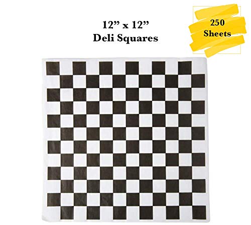 MM Foodservice 250 Sheets 12"x12" Grease Resistant Deli Paper, perfect for Food Baskets, Burgers and French Fries. (250, Black Checkered) - Thumbnail 5