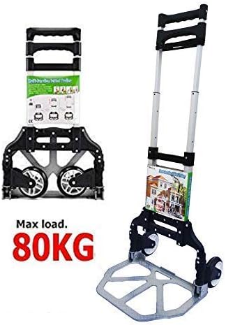 SYPRAM PRODUCTIONS Folding Aluminium Heavy Luggage Foldable Hand Truck Trolley (Silver) -80 kg