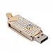 HDE 8GB Aquamarine Gem Crystal Encrusted Bling Iced Out Gold High Speed USB Flash Thumb Drive Memory Stick
