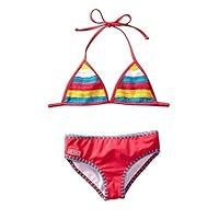 Azul Big Girls Pink Hippie Hippie Shake Crochet Accent Bikini Swimsuit 12