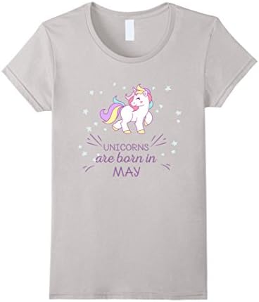 Womens Unicorns Are Born in May - Cute Princess T-shirt Small Silver