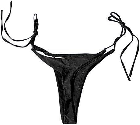 Feitengtd Women Swimwear Brazilian Cheeky Bikini Bottom Side Tie Thong Bathing Swimsuit