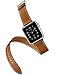 Apple Watch Band, WAPAG Double Tour Genuine Leather, Sport Style Replacement Band Wrist Bracelet Strap for Apple iWatch (Light Brown 38mm)
