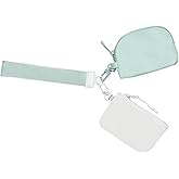 MEELYHOME Double Pouch Wristlet Keychain Wristlet Wallet Portable Nylon Wristlet Wallet Detachable Zippered Coin Purse for Women, White/Ice Blue