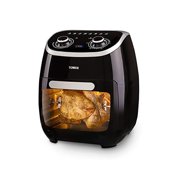 Tower-T17038-5-in-1-Air-Fryer-Oven-with-Rapid-Air-Circulation-Manual-Control-and-60-Minute-Timer-11-Litre-Black Tower T17038 Xpress 5-in-1 Manual Air Fryer Oven with Rapid Air Circulation, 60-Minute Timer, 11L, 2000W, Black