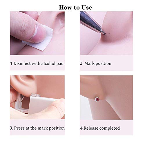 2 Pack Anzero Ear Piercing Gun Disposable Ear Earring Stud Gun No Pain Ear Piercing Gun - 4mm Steel Silve
