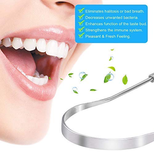 3 Pack Tongue Scraper Cleaner Stainless Steel Fresh Breath Tongue Scrapers Metal Tongue Scraping Cleaner for Oral Care (3Pack-3Color)