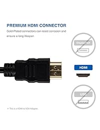HDMI a VGA, adaptador HDMI a VGA bañado en oro (macho a hembra) para ordenador, escritorio, portátil, PC, monitor, proyector, HDTV, Chromebook, Raspberry Pi, Roku, Xbox y más, Negro