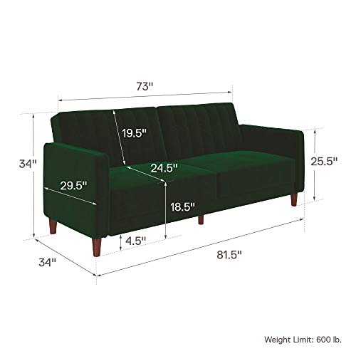 DHP Ivana Tufted Futon, Green Velvet Pricepulse