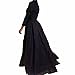 Women Black Long Cloak Cape Chiffon Lace Floral Short Dress 2Pcs Outfit Cocktail