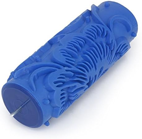 SunnyGod Delicate and Ideal Gift Rubber Roller Empaistic Flower Pattern Wall Decoration Painting Roller 15cm (Blue)