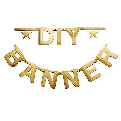 SUNBEAUTY Gold Customizable Letters&Symbols Banner Decoration Kit Party Custom Banner for Birthday Wedding Baby Showers Photo Props Window Decor (Gold)