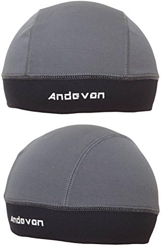 Andevan Helmet Liner By TopCool Fabric Skull Cap Style (Pack of 2 Pcs) (003 Grey/Black)