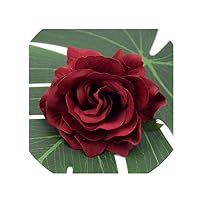 crystal004 30Pcs 10 cm Large Artificial Rose Silk Flower Heads for Wedding Decoration DIY Wreath Gift Box Scrapbooking Craft Fake Flowers,Deep Red