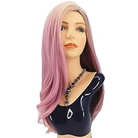 TopWigy Women Pink Ombre Wig 24 Inches Long Straight Synthetic Wig with Side Part for Halloween Cosplay Costume Party