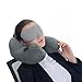 JUROGAN Travel Pillow Inflatable Velvet Neck Support for Machine Washable Grey