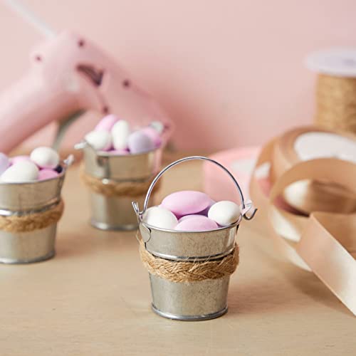 24 Pack Mini Metal Buckets with Handles for Party Favors, Small