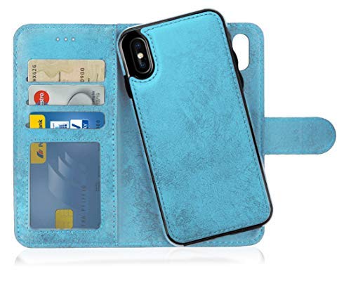 MyGadget Flip Case for iPhone Xs Max - [ Removable Magnetic Cover ] - PU Leather Phone Case - [ Cover with Card Slot ] Protective Shell in Light Blue — image 1