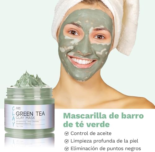 ANAiRUi Mascarillas Faciales de Cúrcuma + Mascarilla Arcilla Té Verde + Mascarilla de barro del Mar Muerto - Para limpieza facial profunda, hidratante e purificante, desintoxicante, 210g