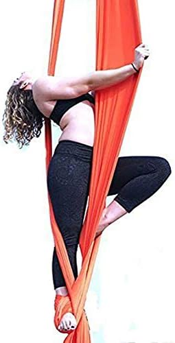 FLY FLU Yoga Hammock Trapeze, Aerial Yoga Hammock Home Yoga Micro-elastic Yoga Hammock Sling Yoga Stretching Yoga Gym,Orange-5