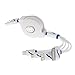 USB Cable, Retractable 4 in 1 Multifunctional Universal USB Charger Cable for iPhone 6s, 6s Plus, 5 / 5S / 5C / SE, 4S 4,iPad Mini, Galaxy S6, S5, Note 4 5, all Android and Tablets (White)